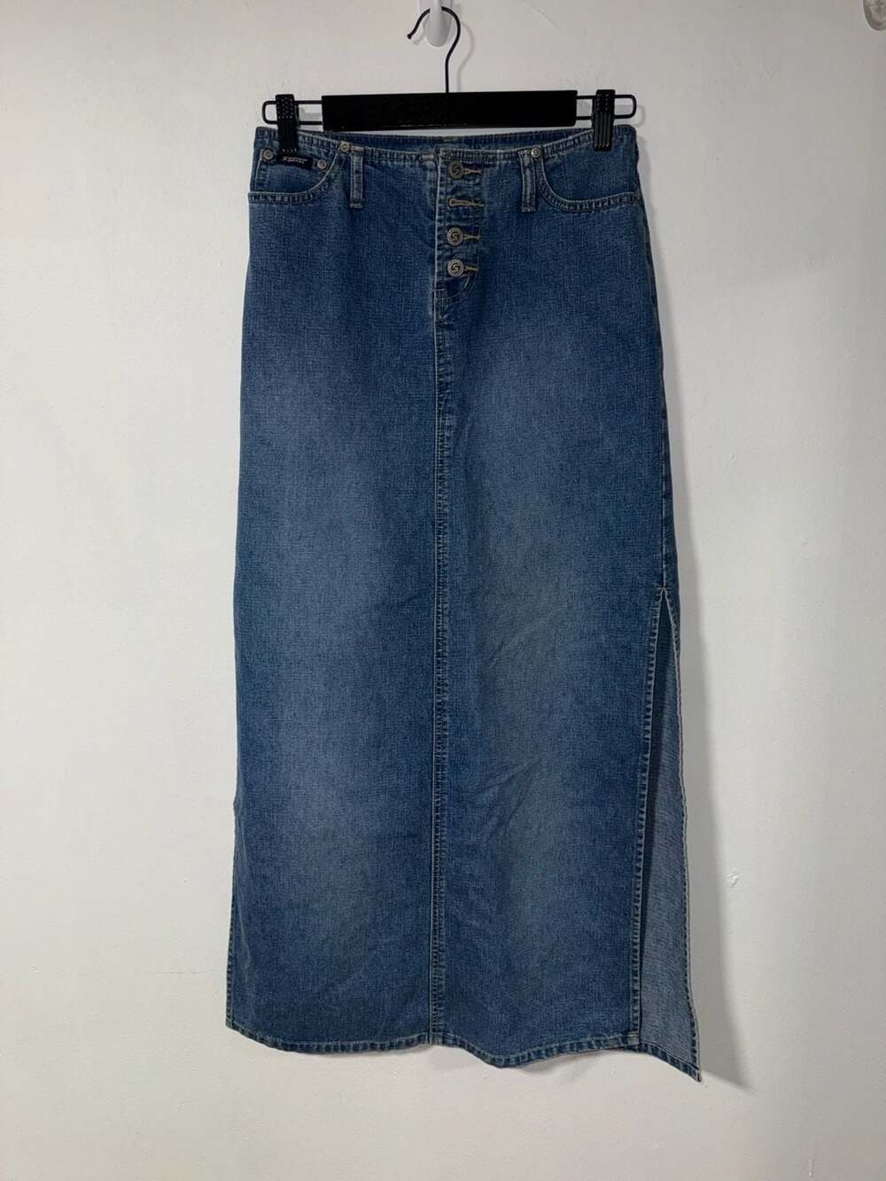 Squeeze Stephen Hardy Vintage 90s Long Denim Skirt with Side Slit